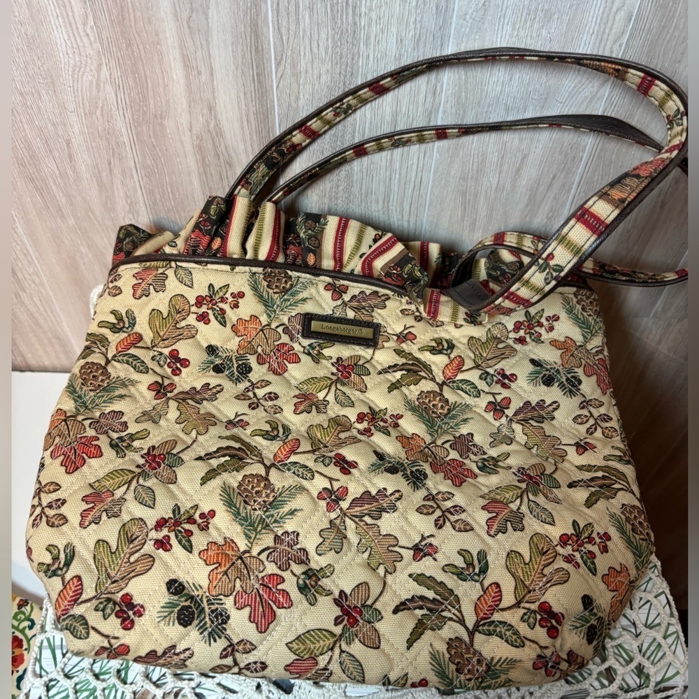 Longaberger Homestead Collection Autumn Fall Leaf Fabric Bag Tote Purse
